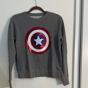 Gray Sequin Star Captain America Sweatshirt